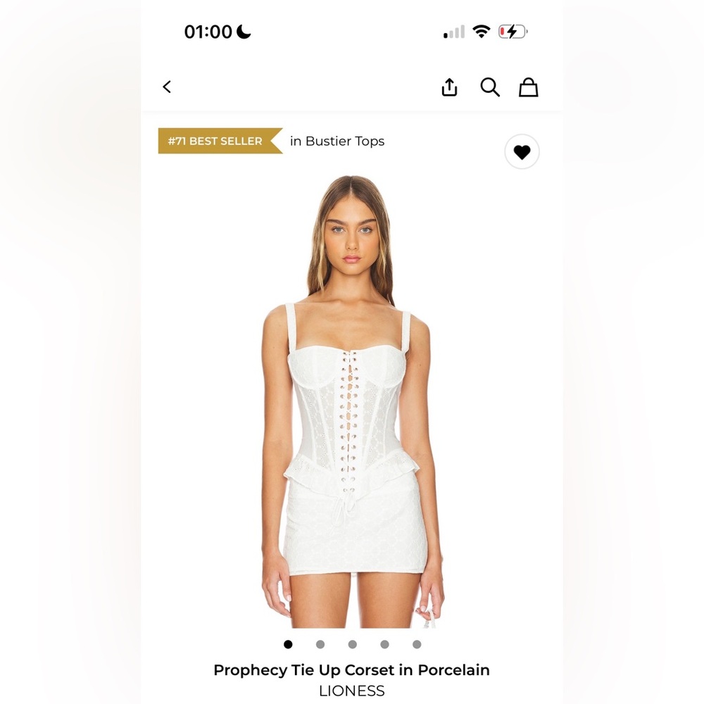 Lioness Porcelain White Tie-Up Corset Mini top